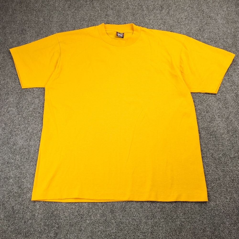 Vintage 90s Fruit of the Loom T Shirt XL Blank Tee Yellow Gold Single Stitch
